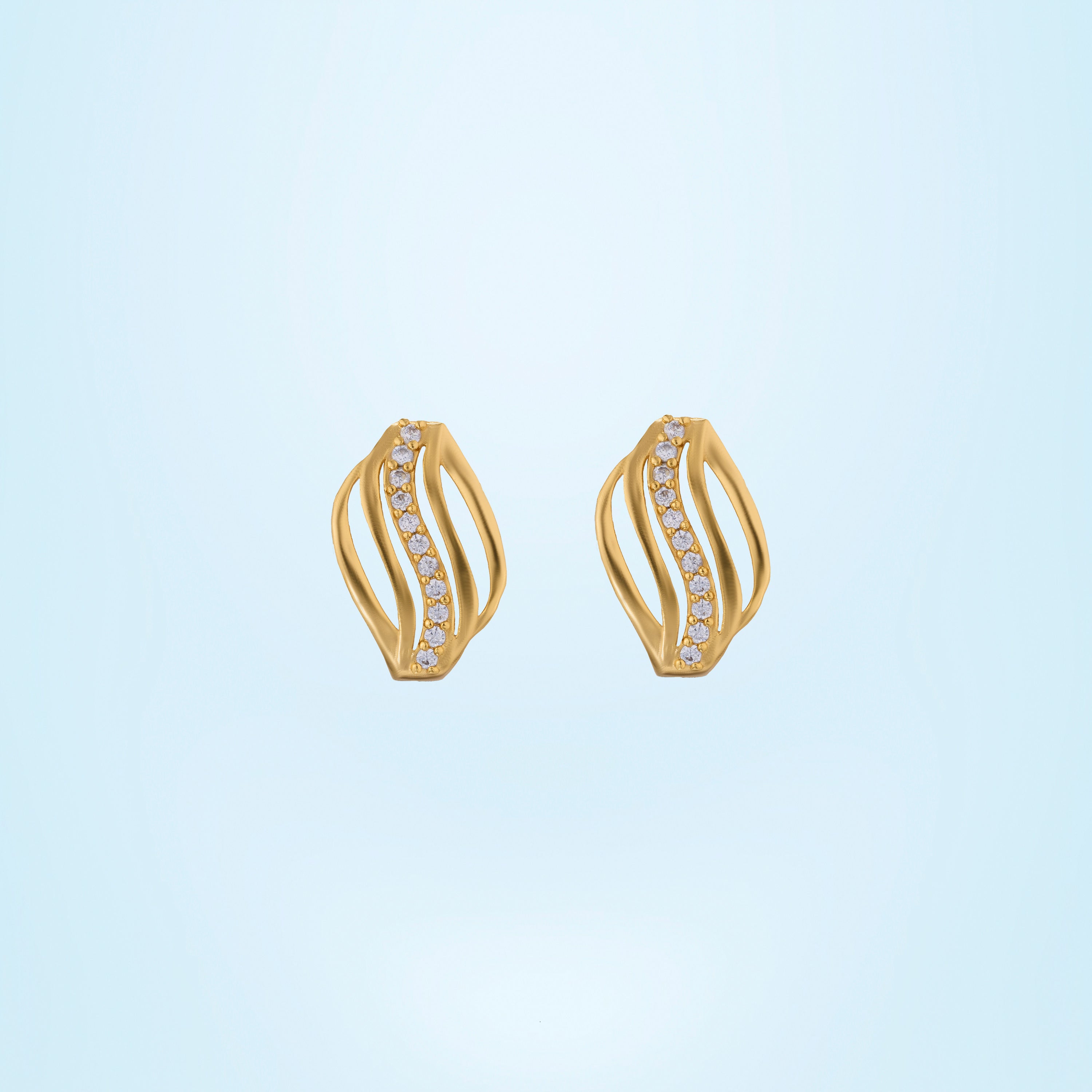 White Golden Wave Earrings