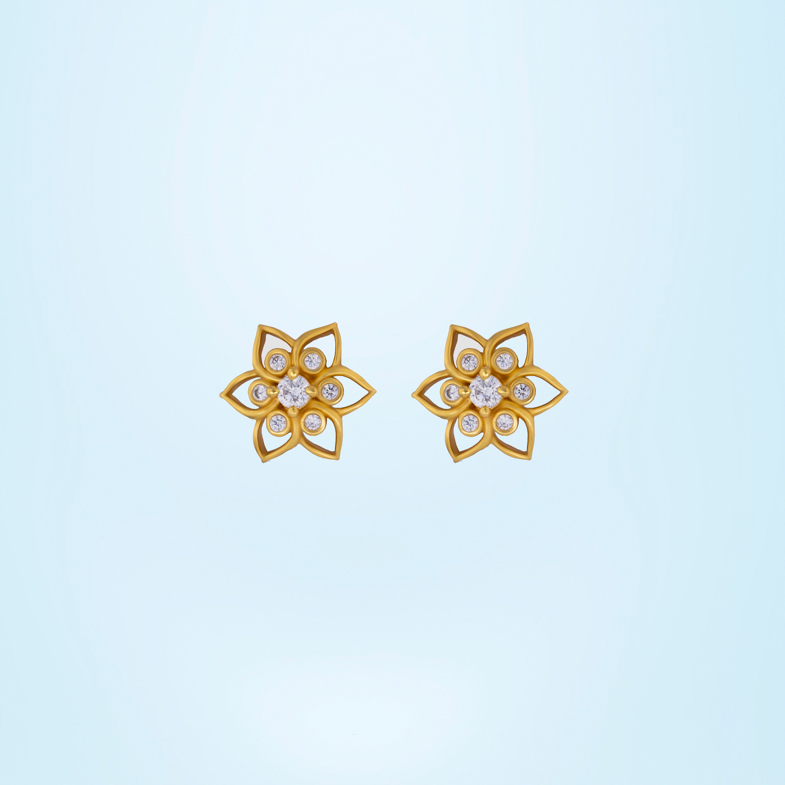 White Golden Bloom Studs
