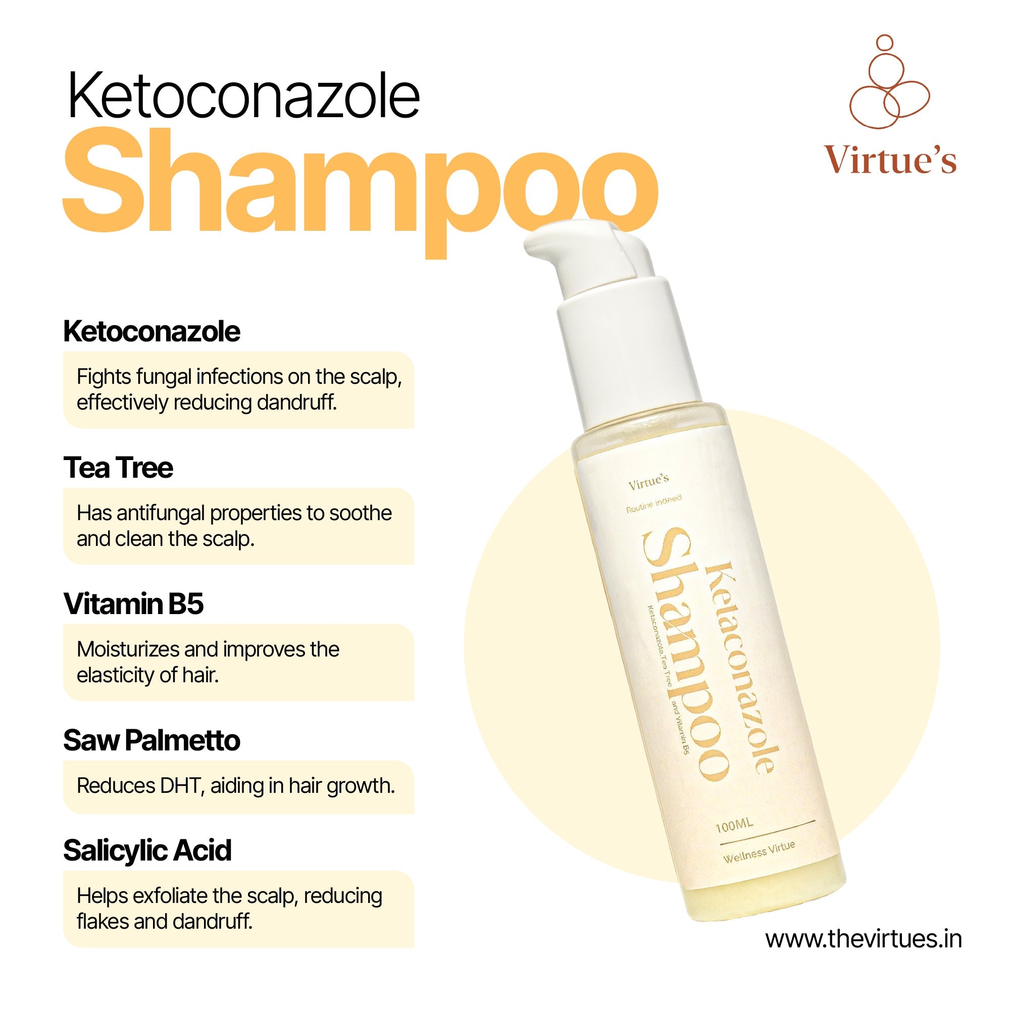 Virtue's Anti-Dandruff Shampoo with Ketoconazole & Tea Tree