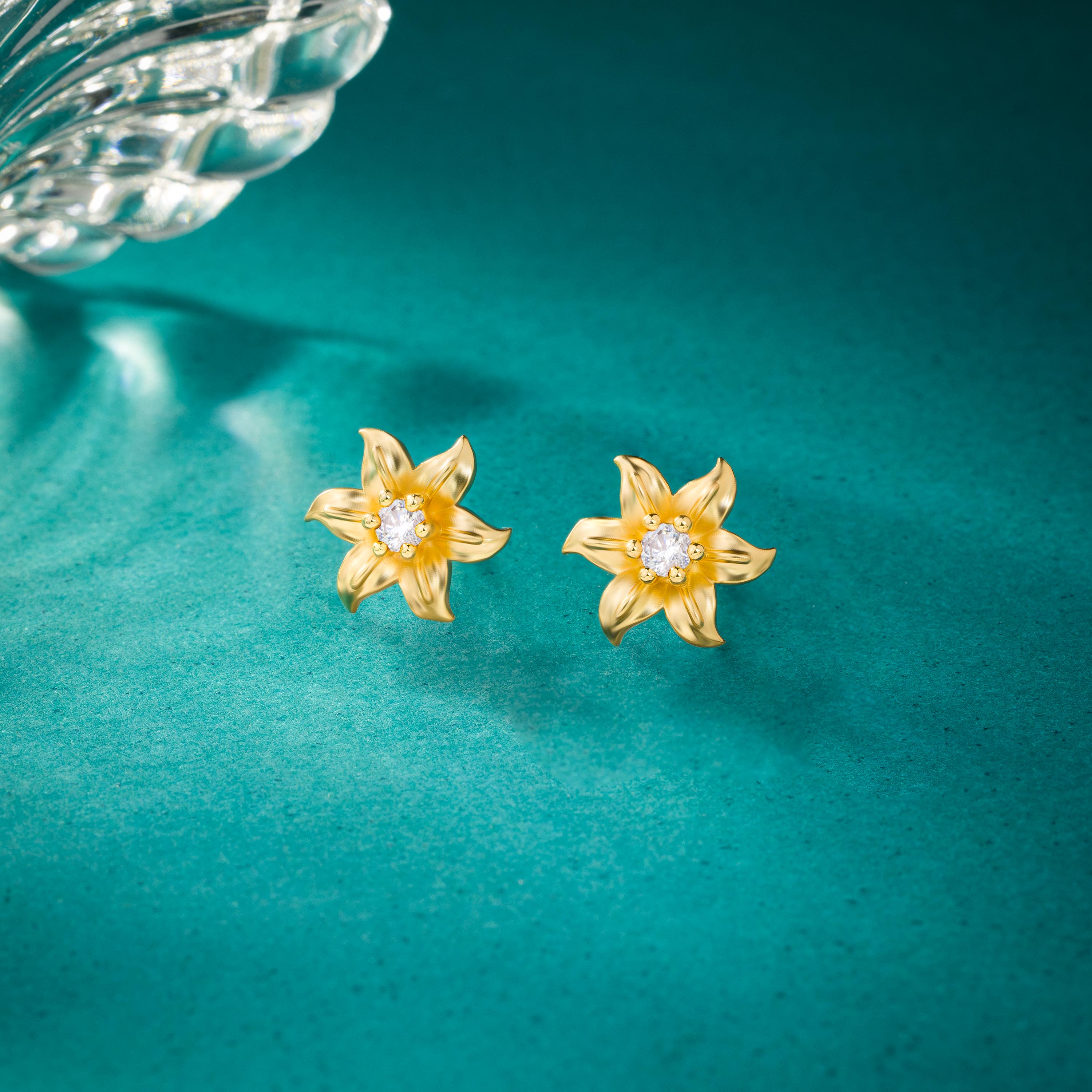 White Blooming Star Studs