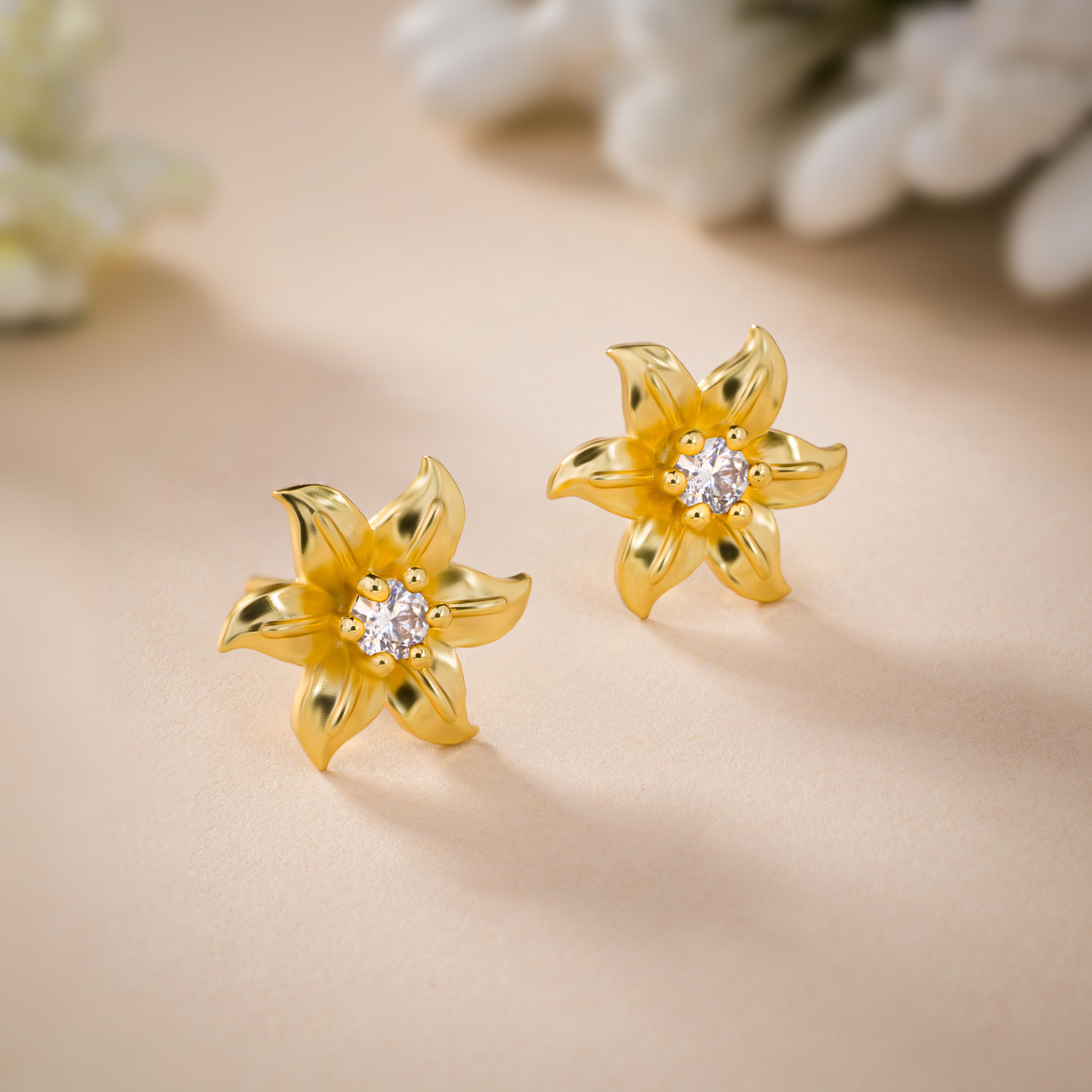 White Blooming Star Studs