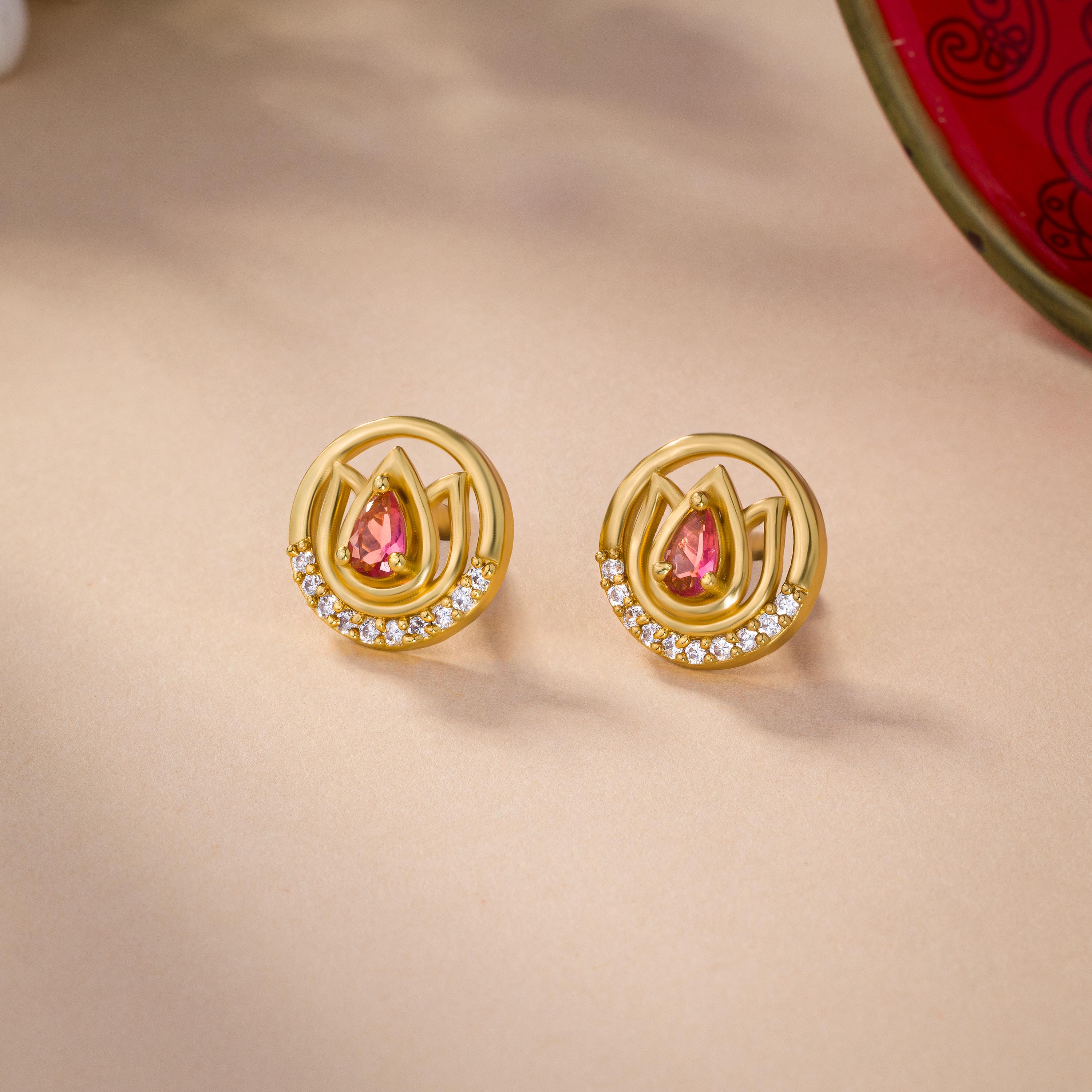 Red Lotus Blossom Studs