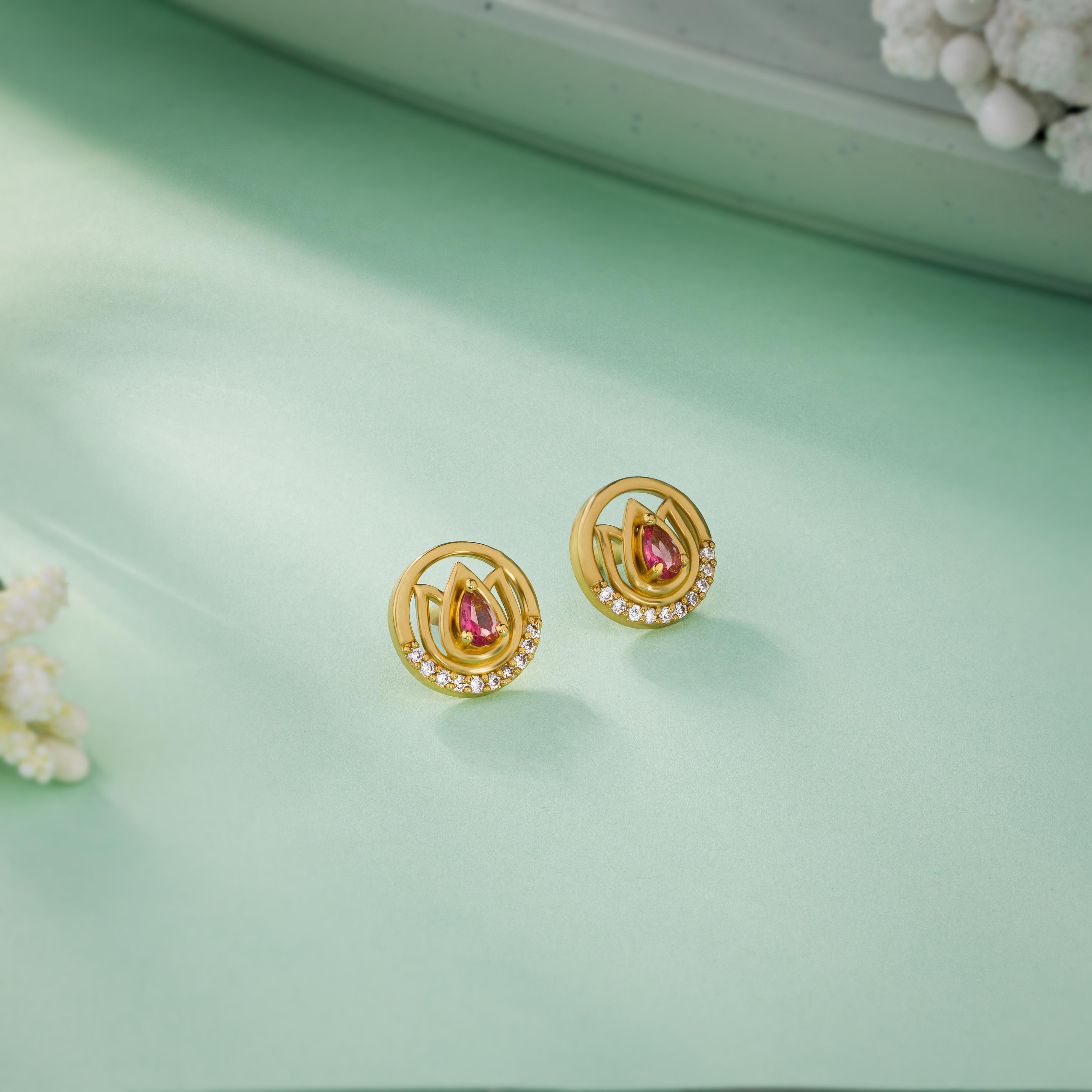 Red Lotus Blossom Studs