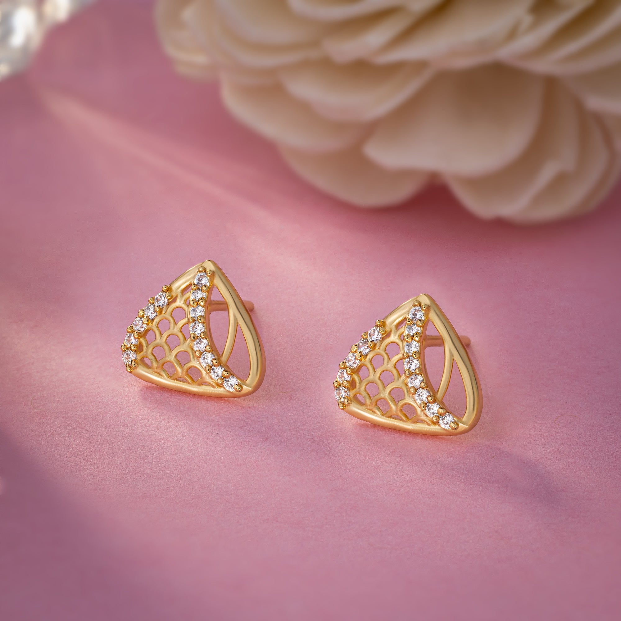 Earring_White Stone_Golden_2