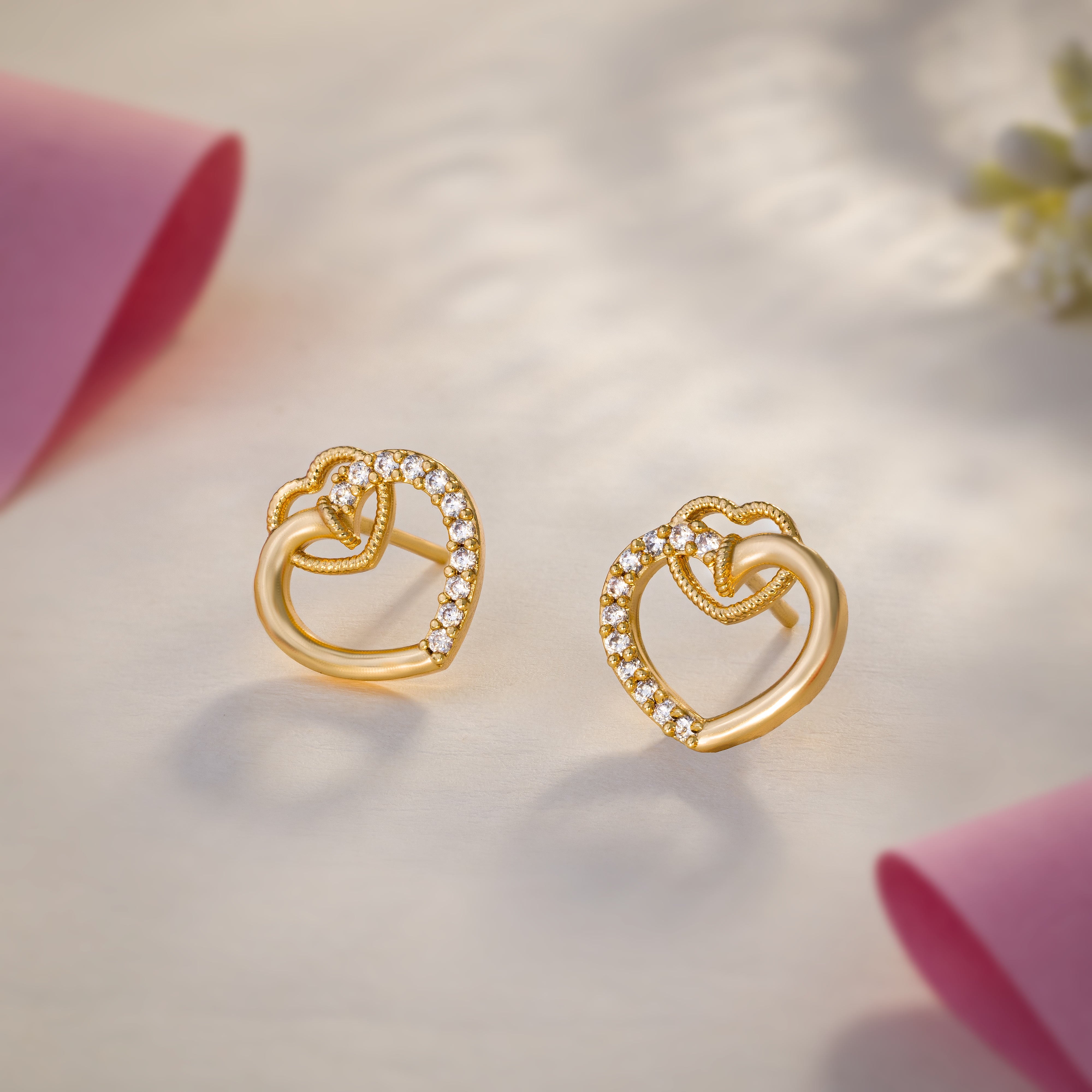 Earring_White Stone_Golden_2