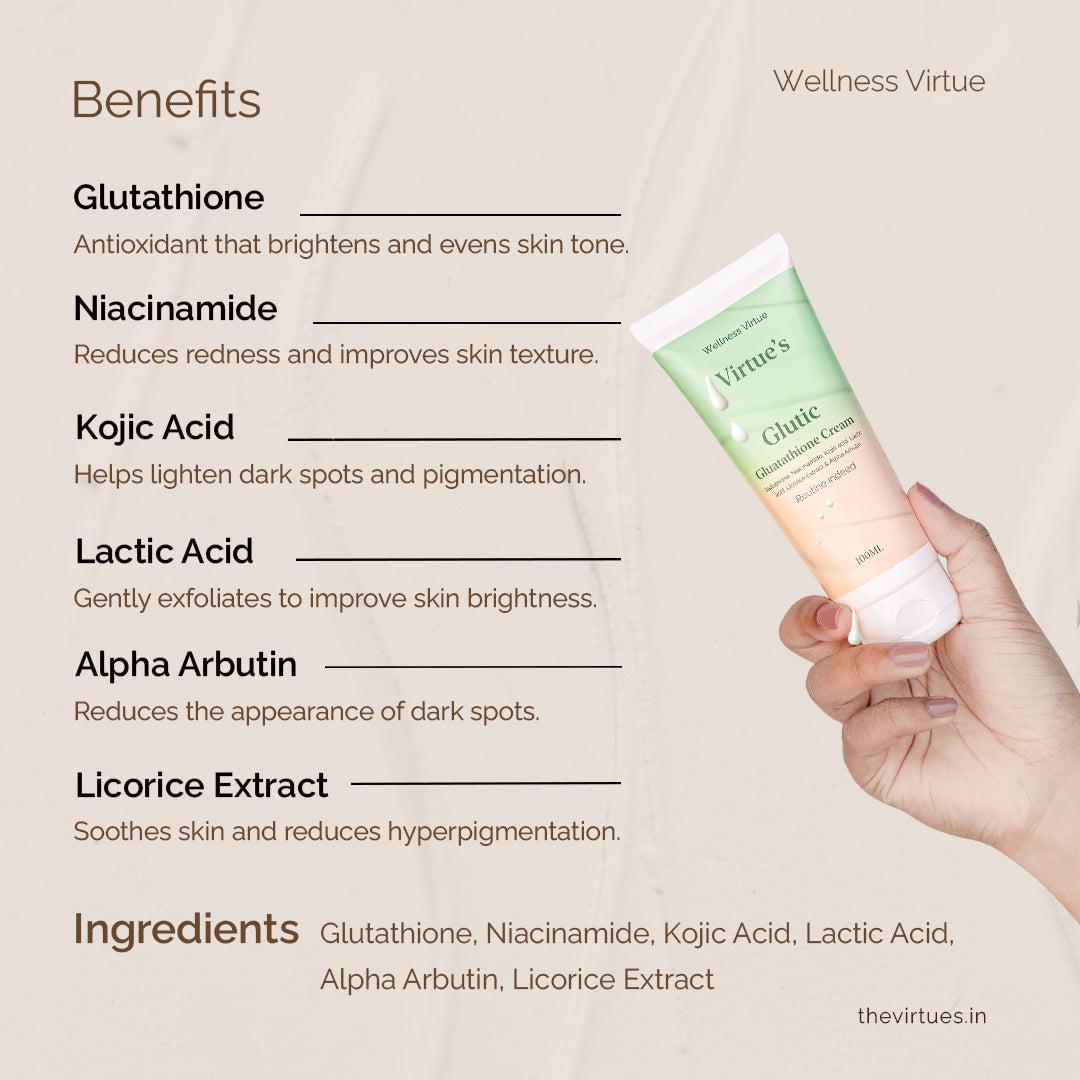 Virtue's Brightening Cream with Glutathione & Kojic Acid