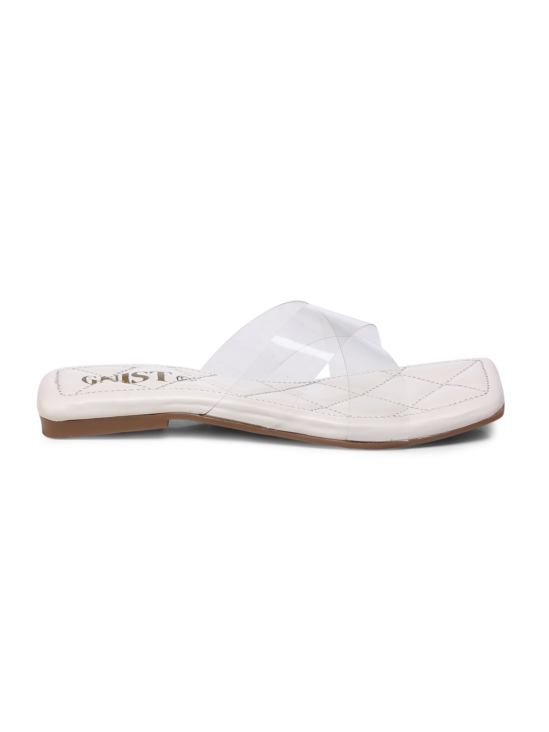 GNIST Clear Cross Strap White Flats