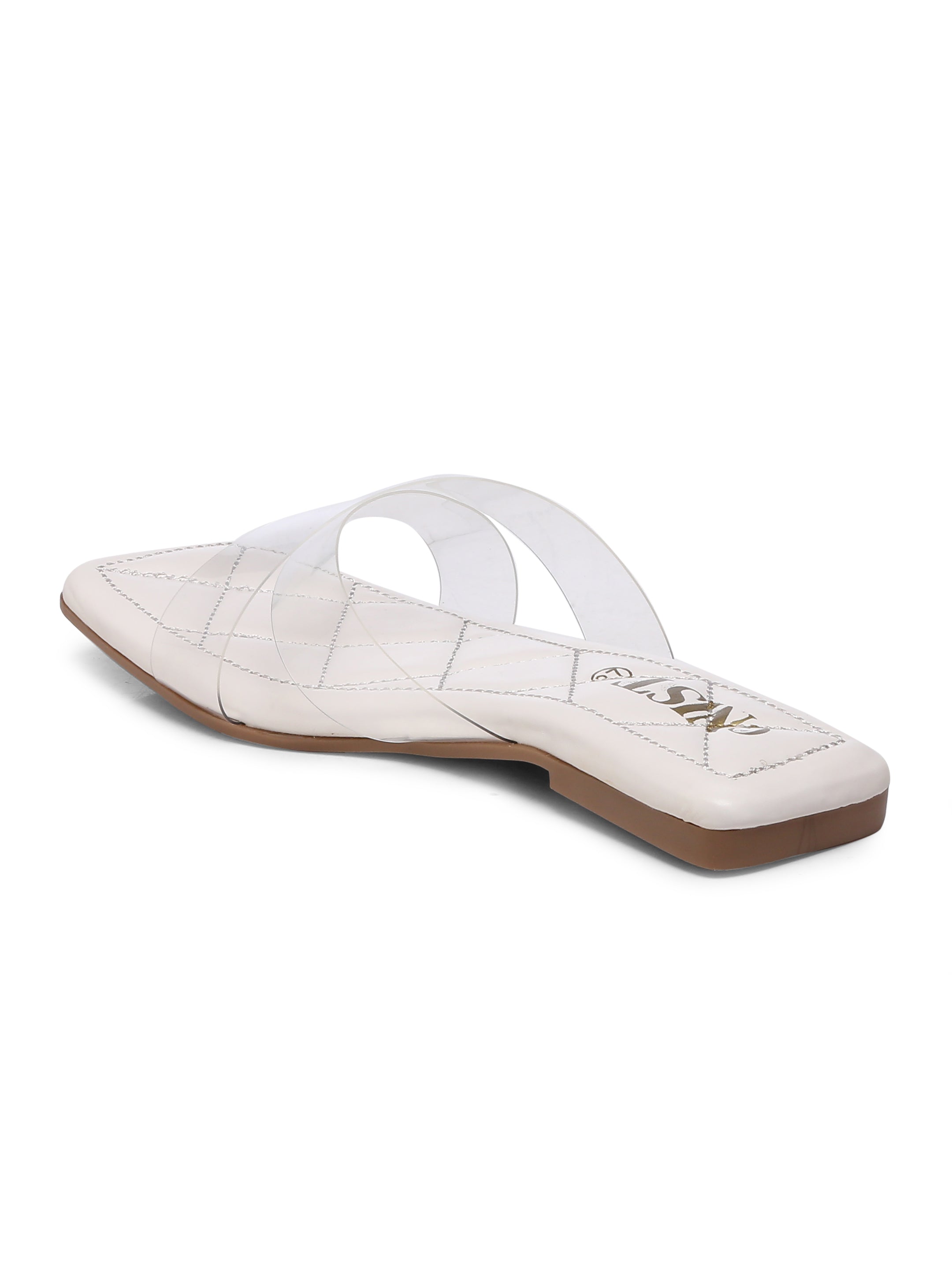 GNIST Clear Cross Strap White Flats