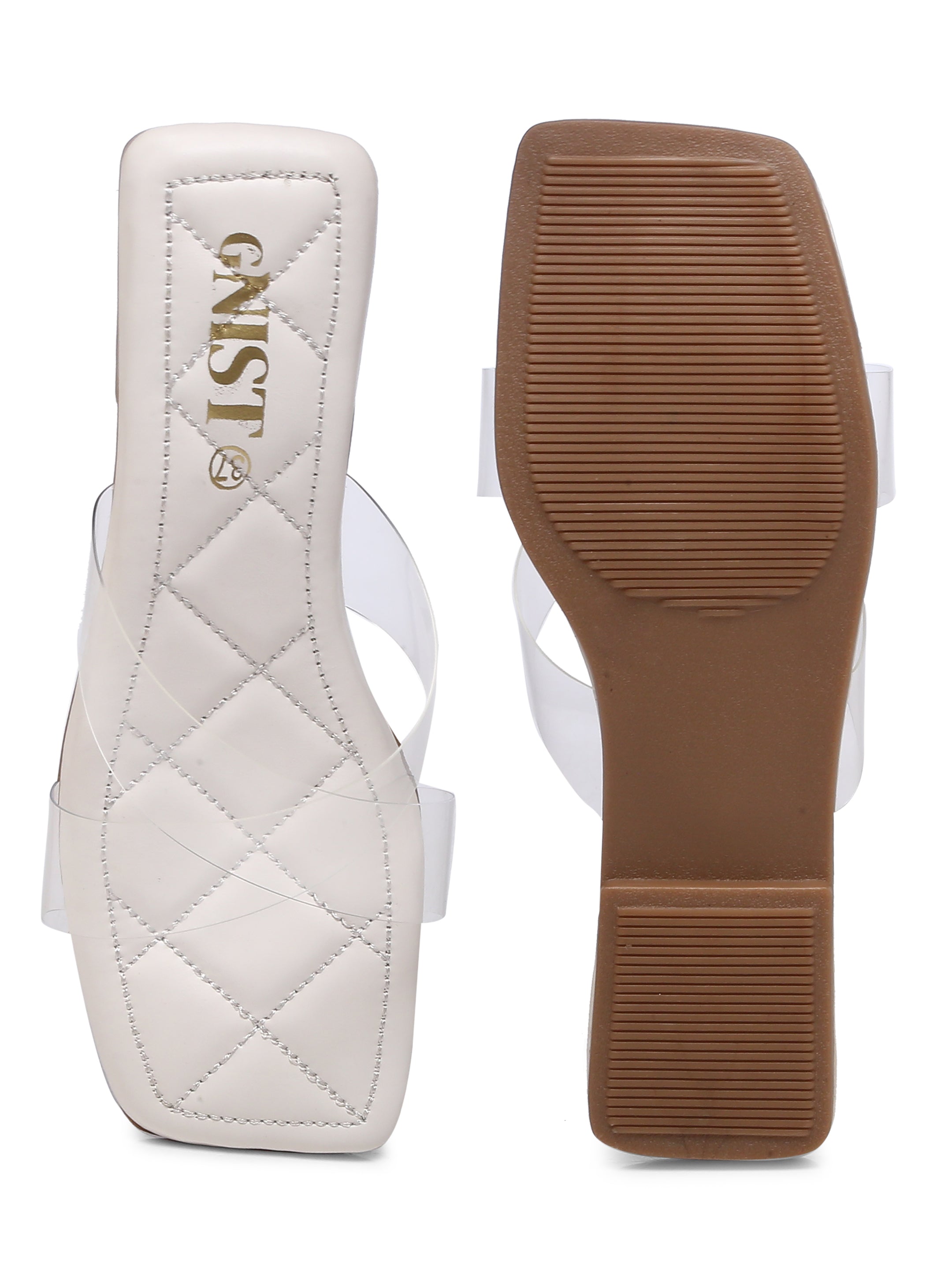 GNIST Clear Cross Strap White Flats