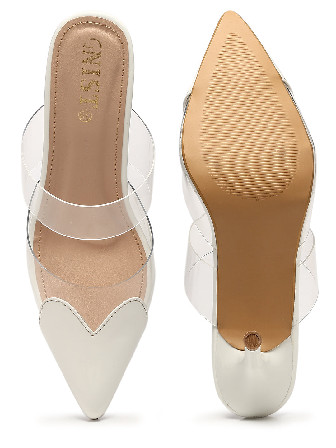 GNIST Love heart Transparent White Heels