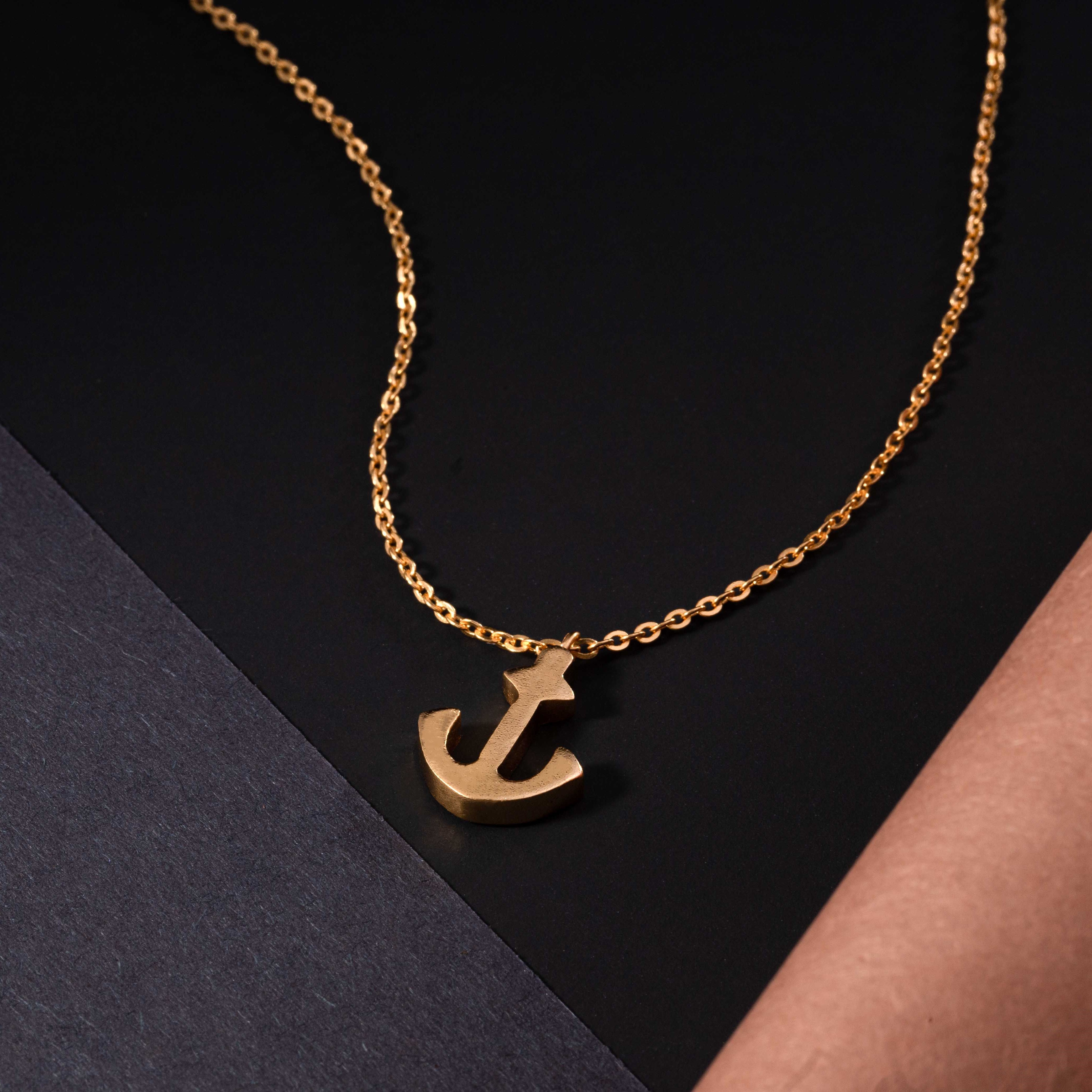 Necklace_Plain Stone_Golden_1