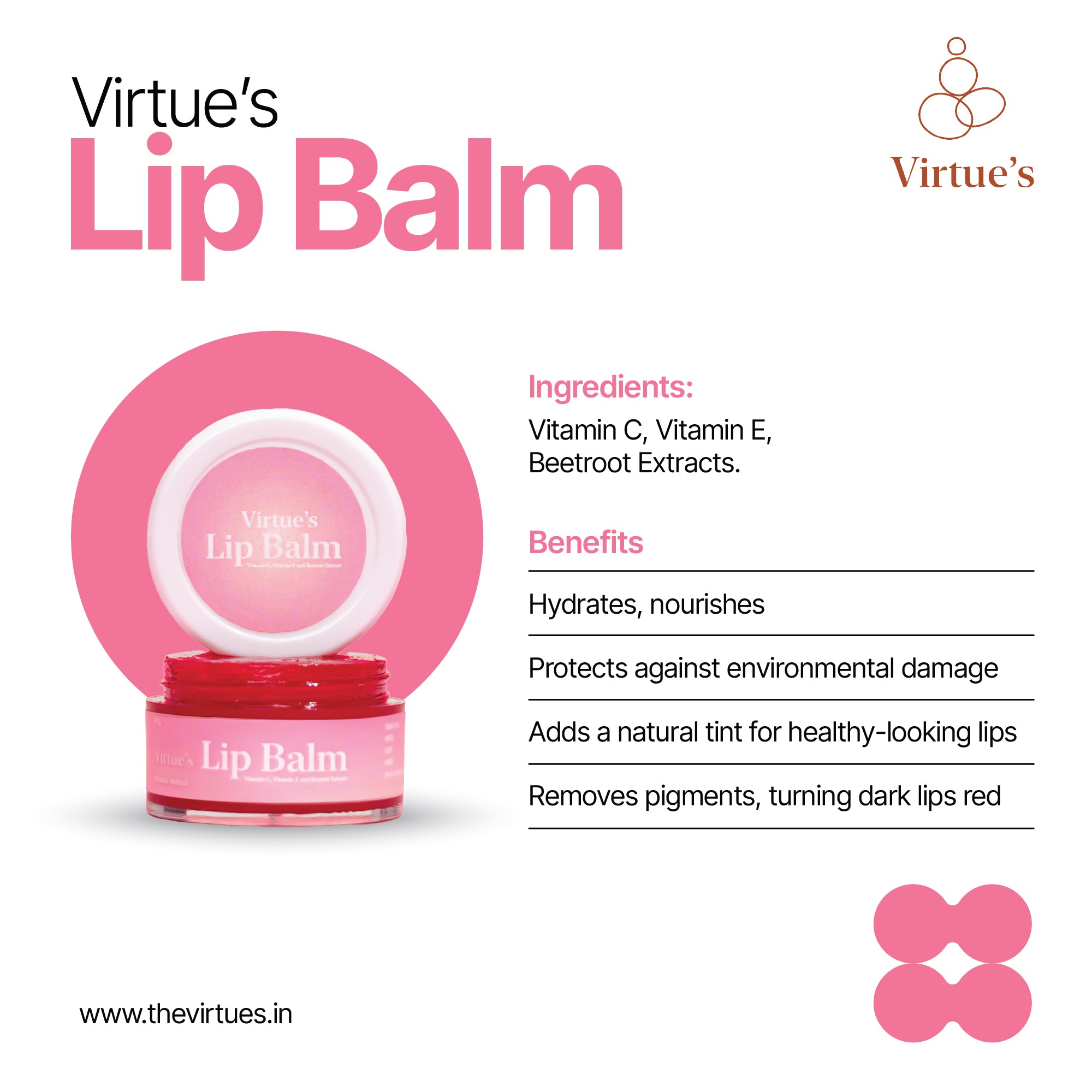 Virtue's Nourishing Lip Balm with Vitamins & Beetroot