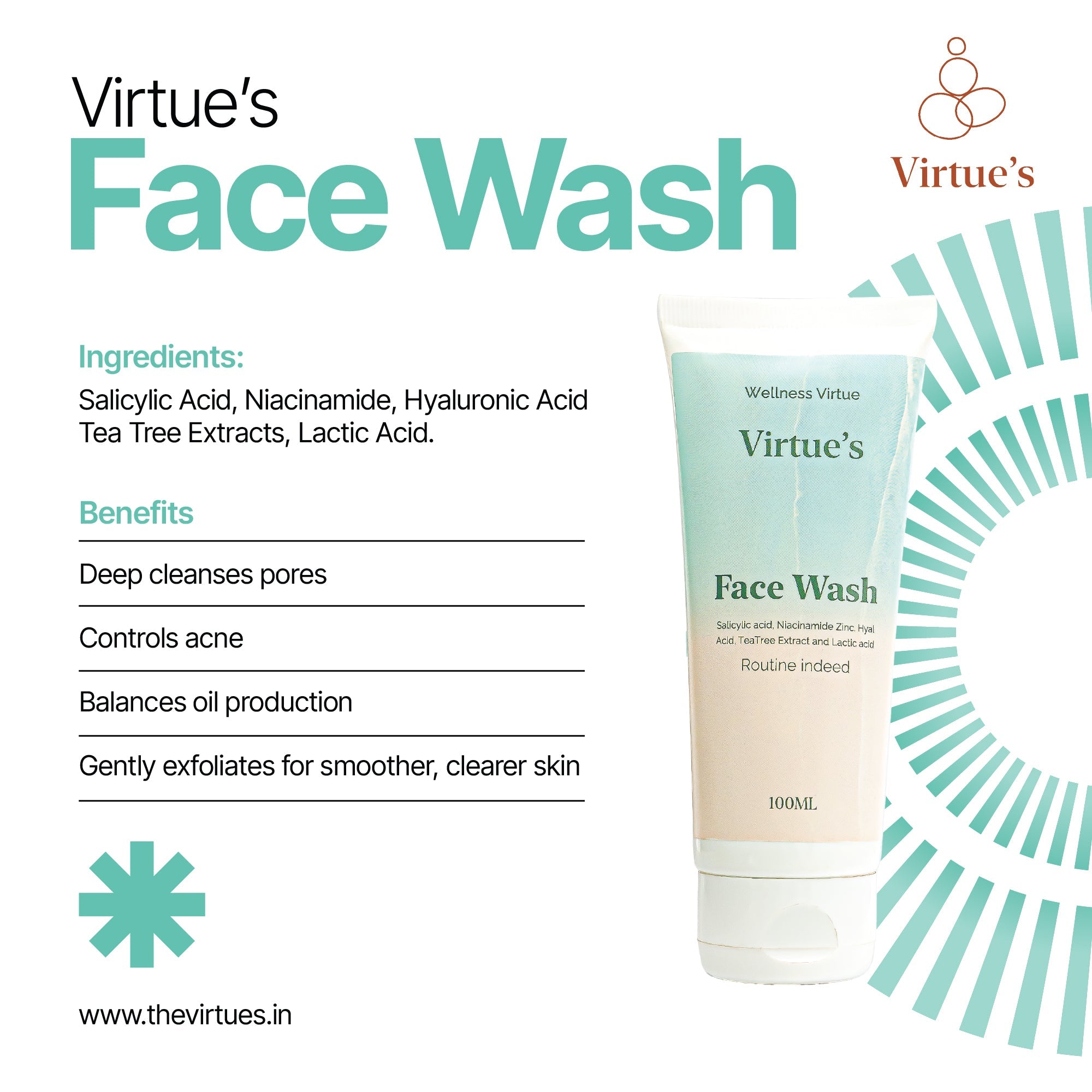 Virtue's Purifying Face Wash with Salicylic & Hyaluronic