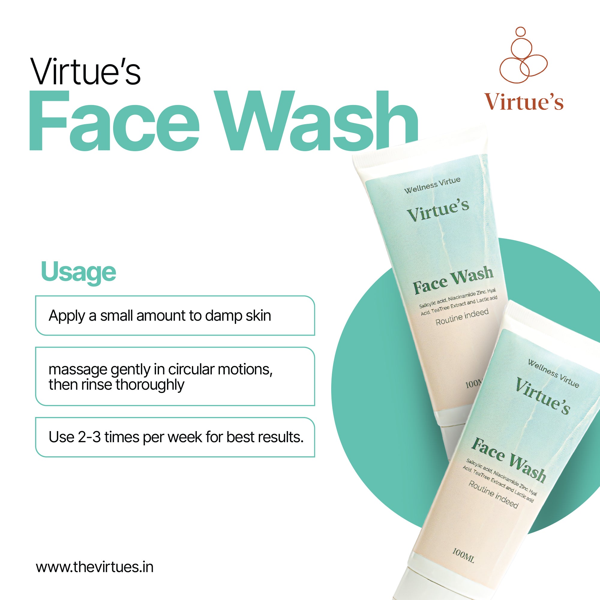 Virtue's Purifying Face Wash with Salicylic & Hyaluronic